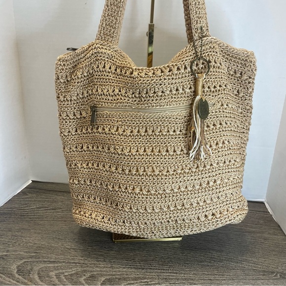 The Sak Shoulder Bag with Textured Woven Pattern. Double strap. Used. Ink spots. - Picture 2 of 10